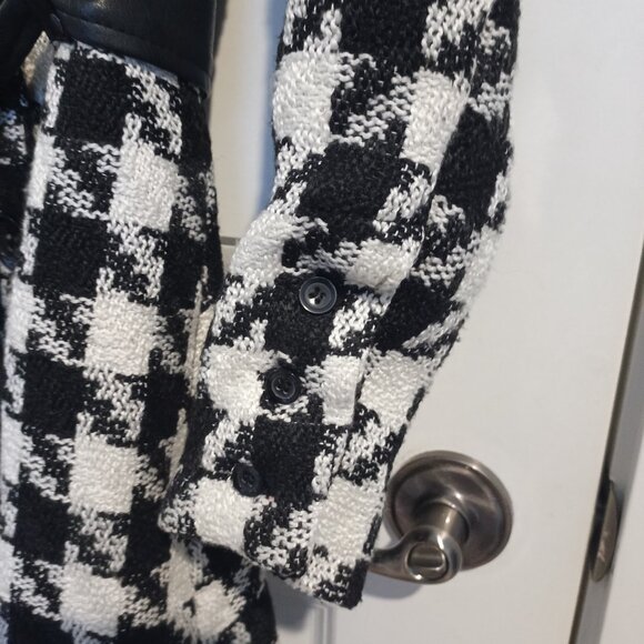 Charlotte Russe Women's Knit Houndstooth Wool Blend Coat Size Medium - Picture 5 of 8
